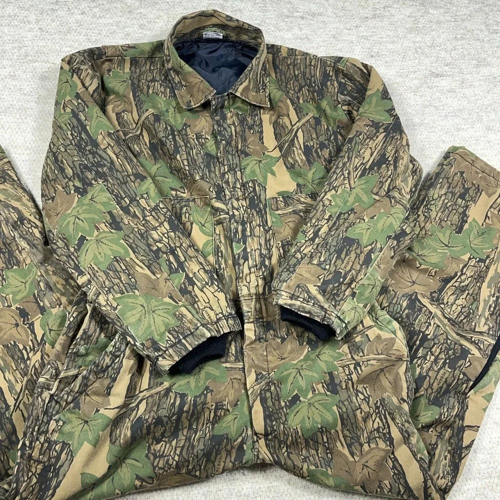 Vintage Realtree Trebark Camo Coveralls Bibs Men Large Hunting Outdoors USA‎ 90s